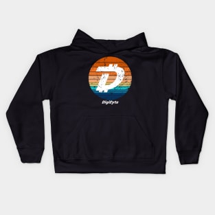 Digibyte Cryptocurrency DeFi Crypto Vintage Sunset Kids Hoodie